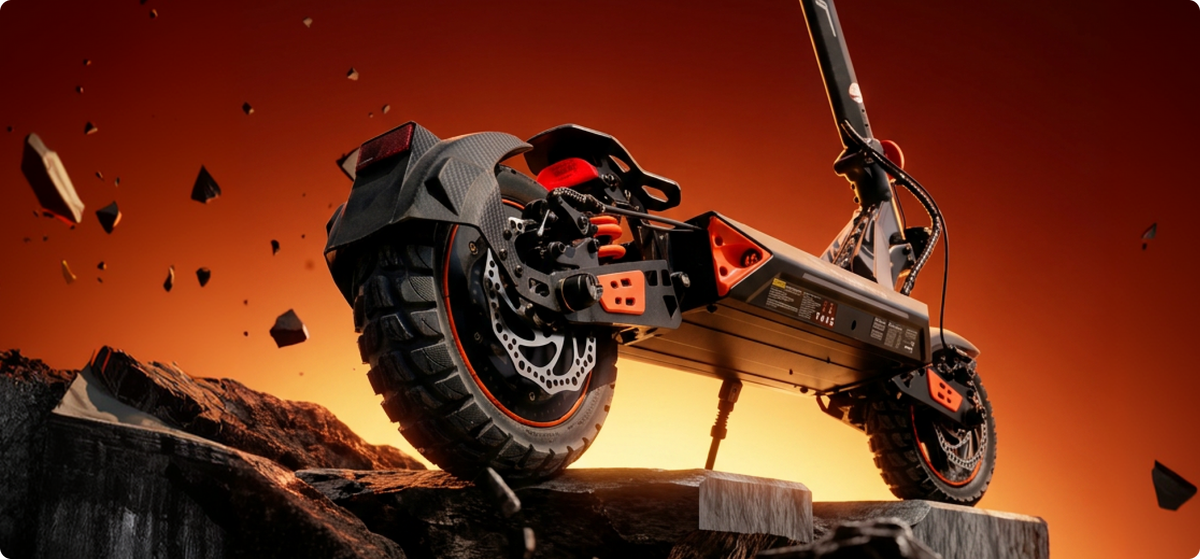 Electric scooter swingarm and suspension